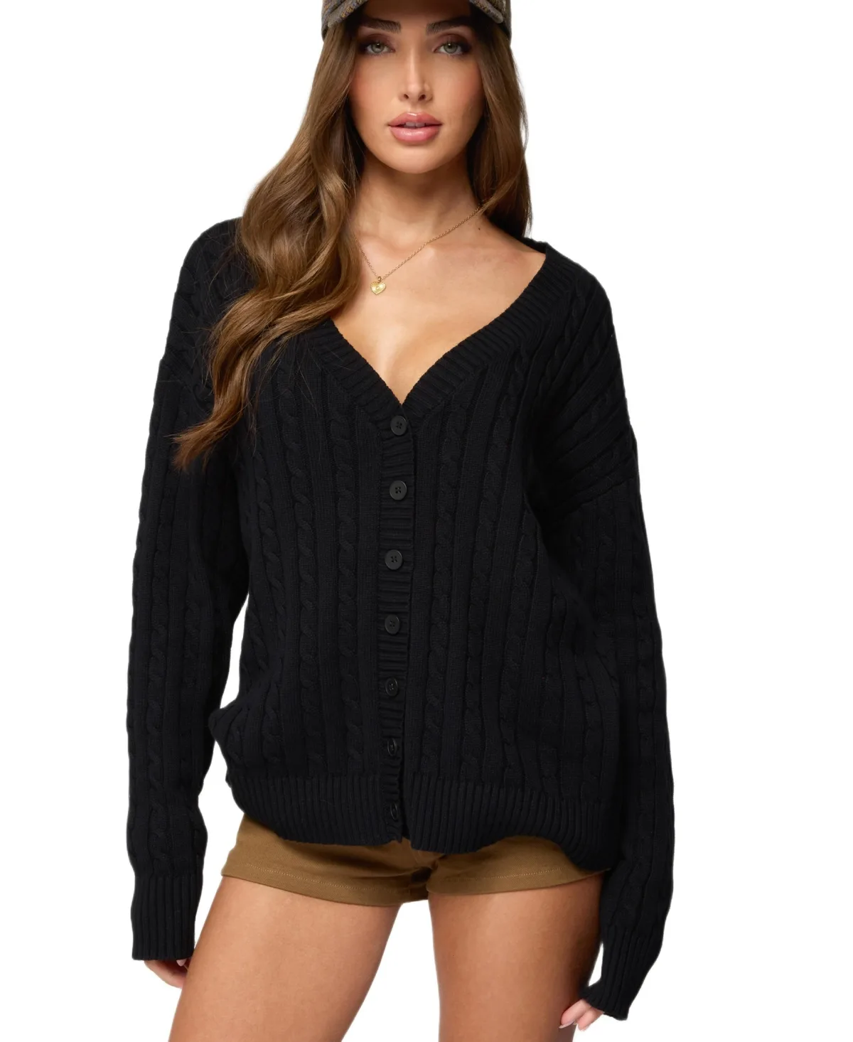Francine Oversized V Neck Cardigan by Edikted