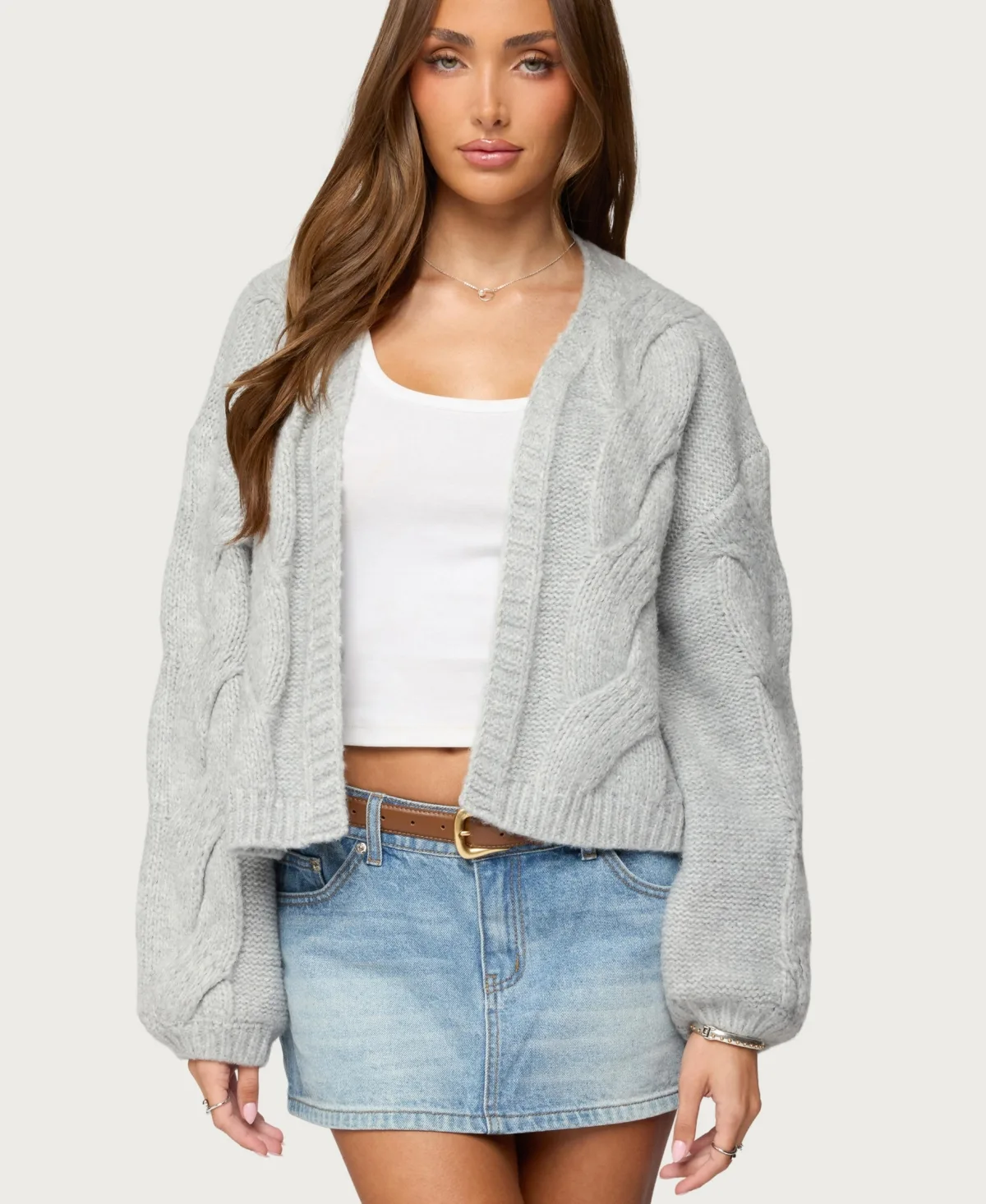 Braiden Chunky Cable Knit Cardigan by Edikted