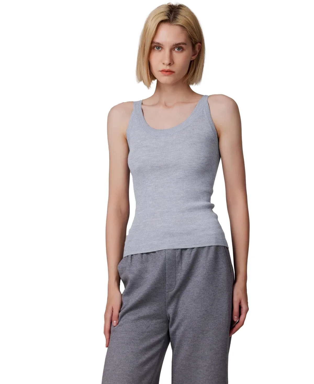 Scoop Neck Tank Top - 75% Merino Wool 25% Silk Ultra-Soft Layering Essential - Natural Moisture Wicking Sweater