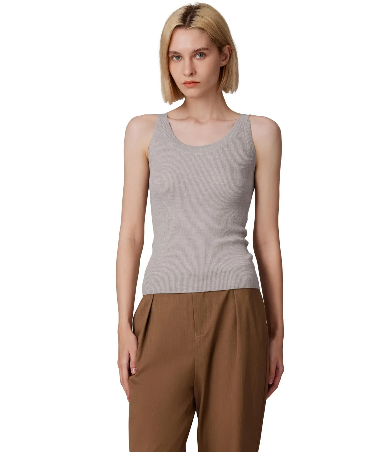 Scoop Neck Tank Top - 75% Merino Wool 25% Silk Ultra-Soft Layering Essential - Natural Moisture Wicking Sweater