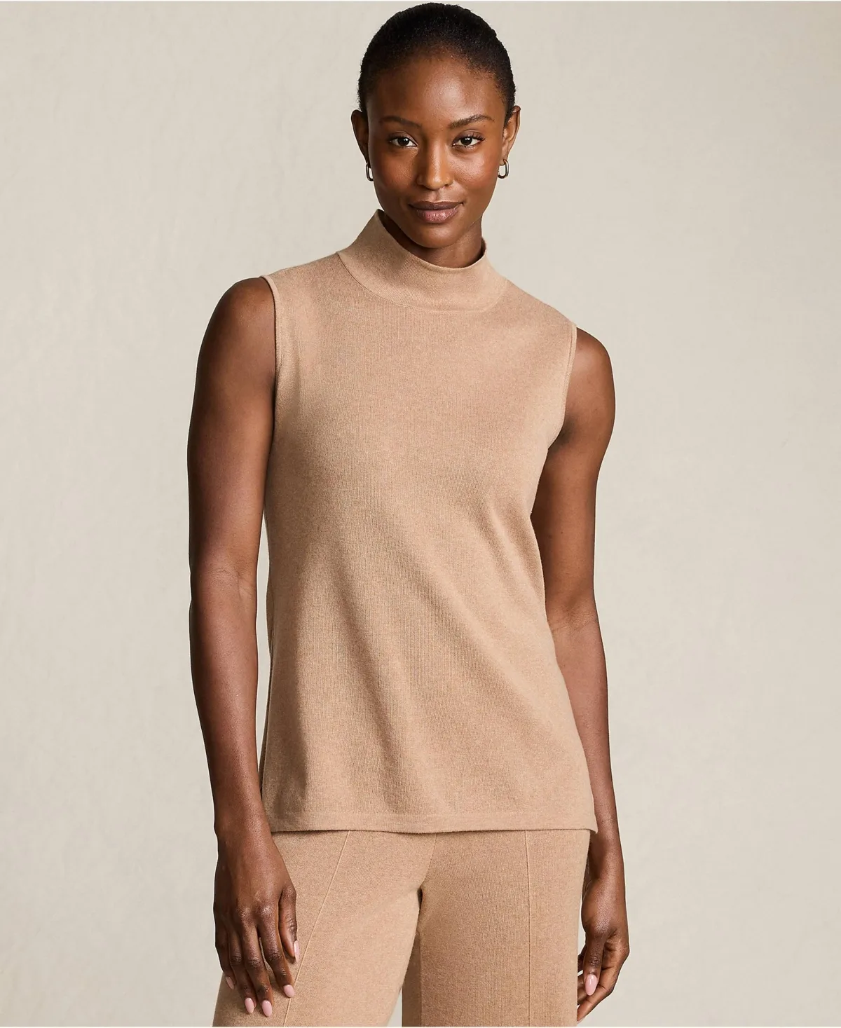 Fine Gauge Sleeveless Mock Sweater by Lands' End