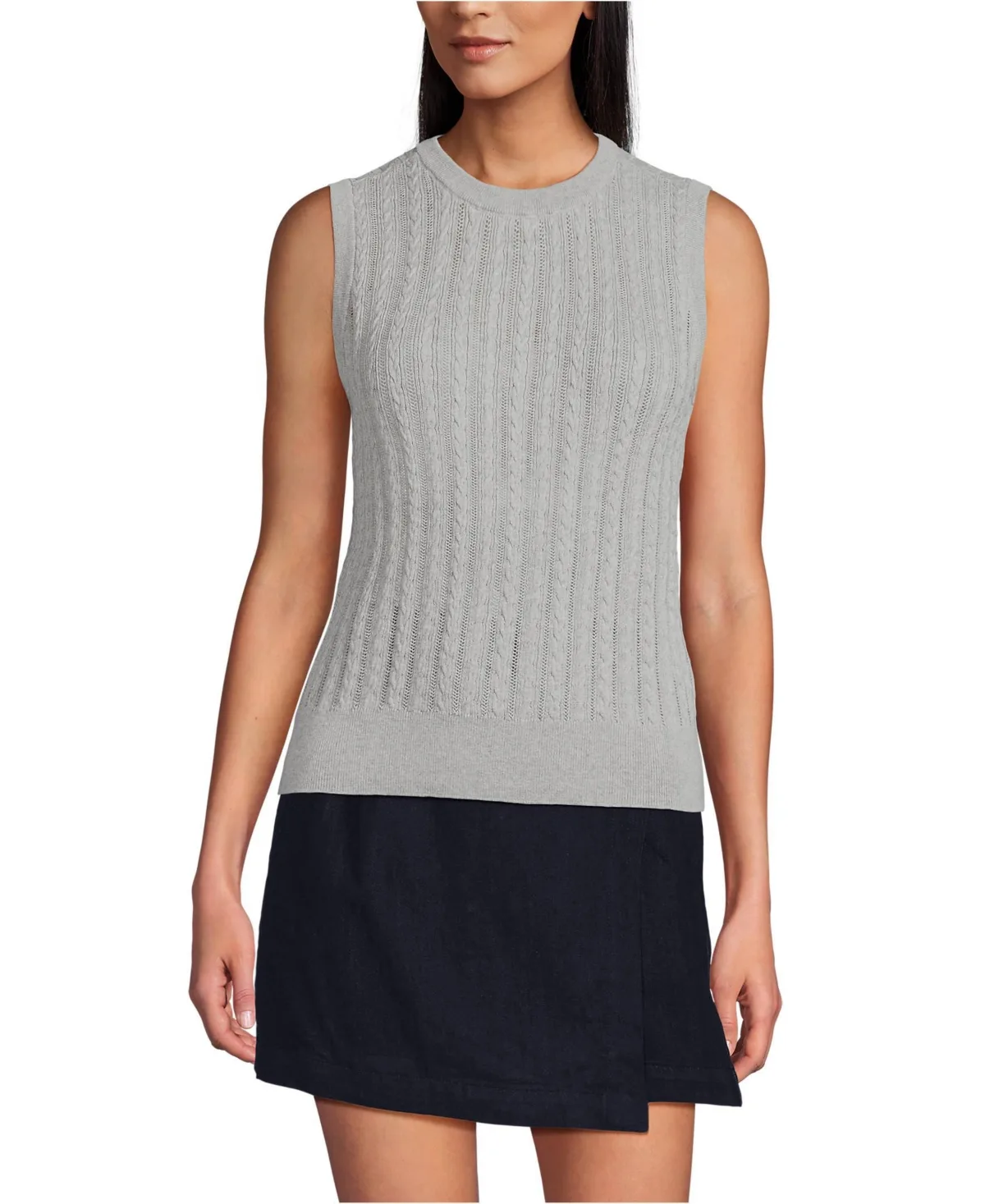 Cotton Pointelle Shell Sweater by Lands' End
