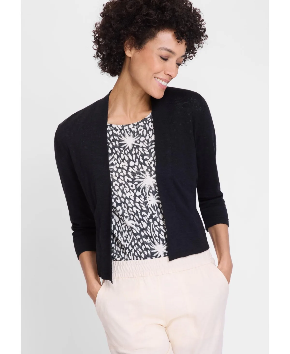 Cropped Cardigan with Waist Tie by Olsen