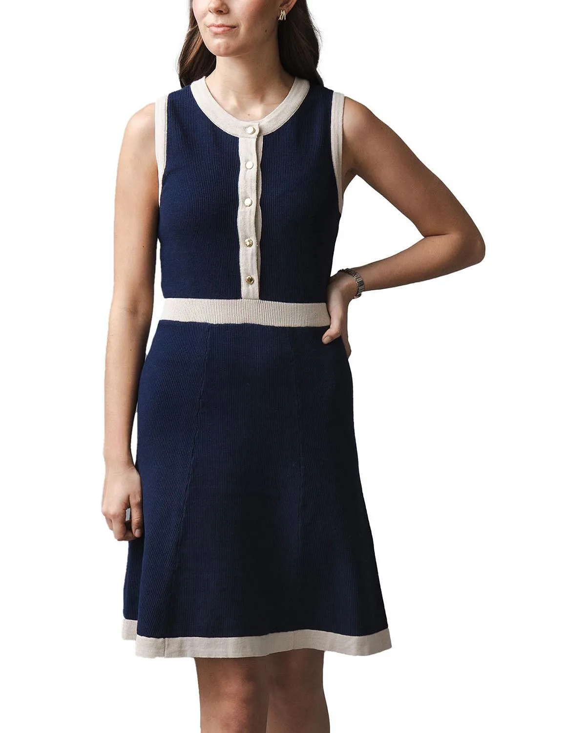 Organic Sleeveless Button Front Sweater Dress by Hope & Henry
