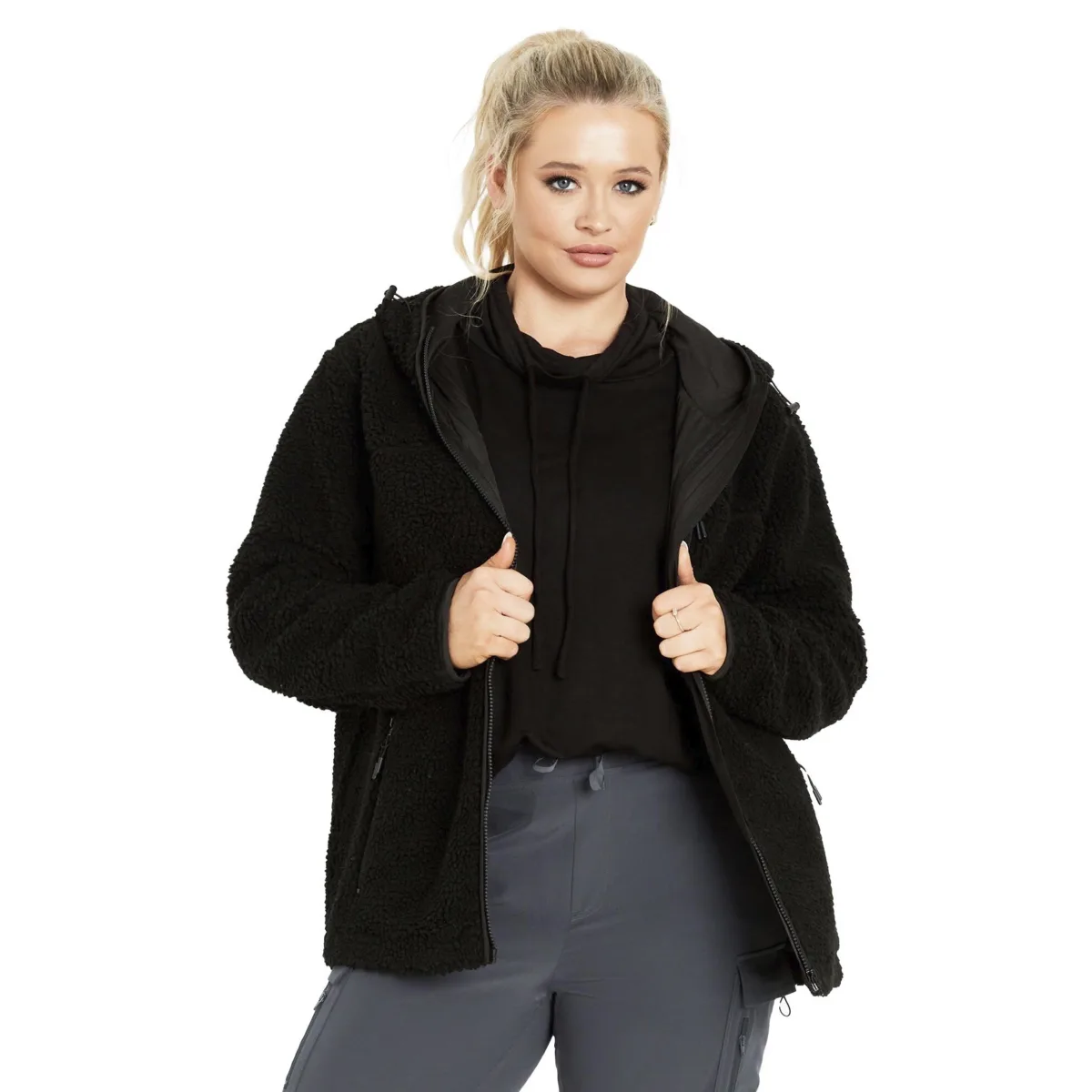 Kyla Fleece Zip Front Jacket by Avenue