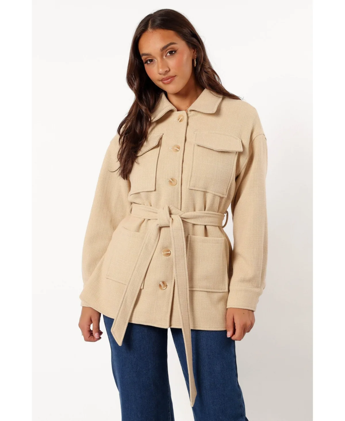 Arlow Tie Front Shacket by Petal And Pup