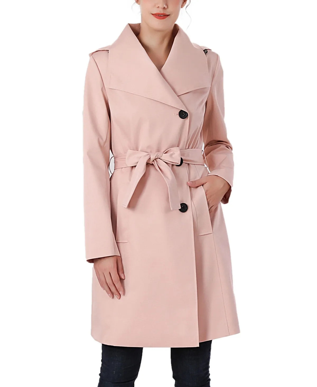 Kimi + Kai Wing Collar Hooded Trench Coat