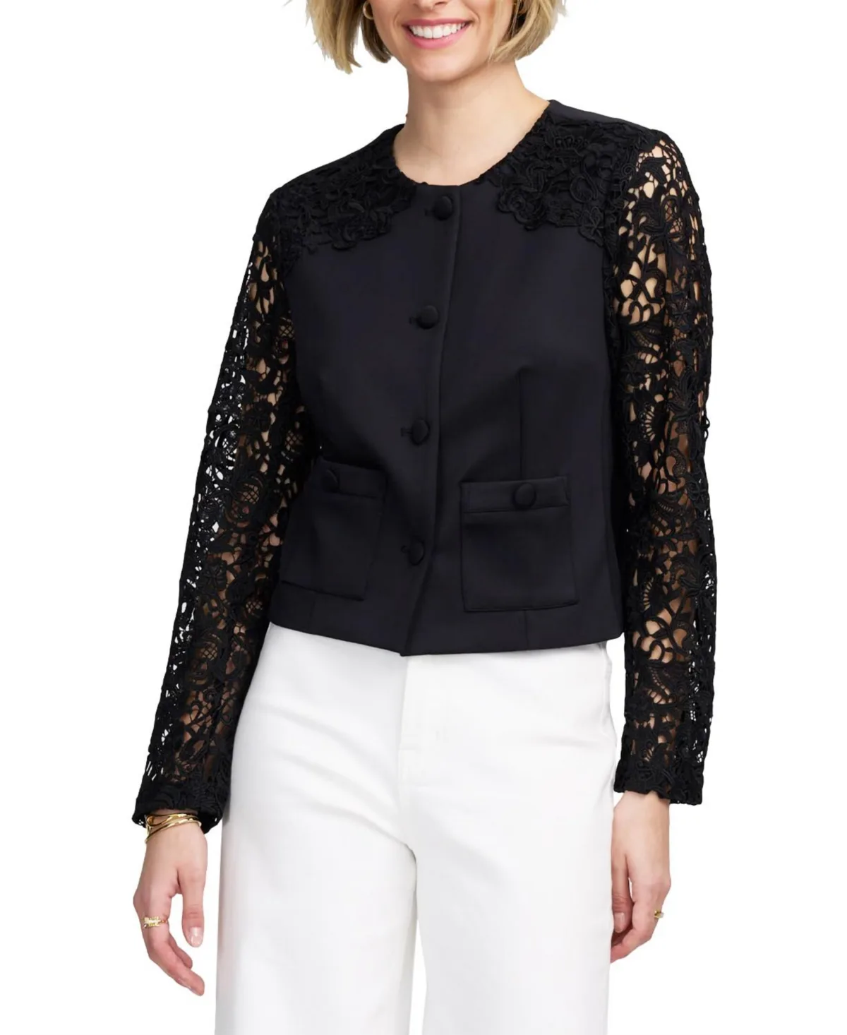 Lace Satin Jacket by Elle Collection