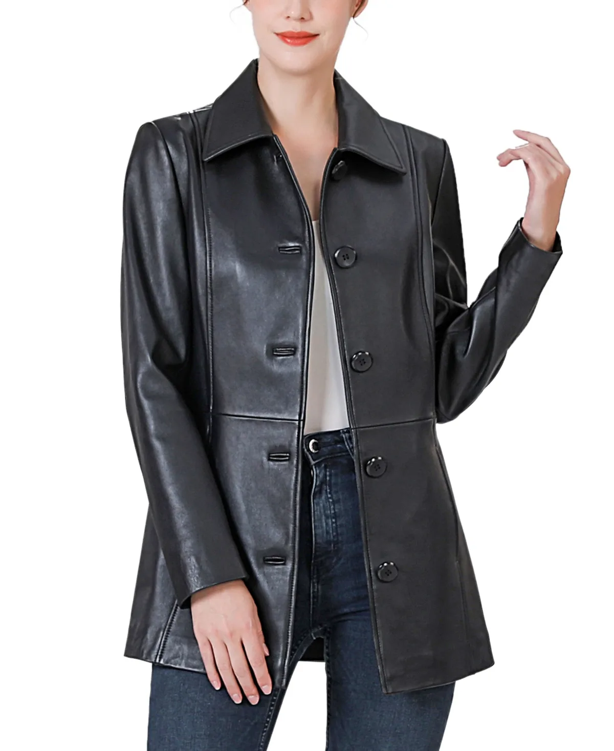 Dana Leather Car Coat by Bgsd