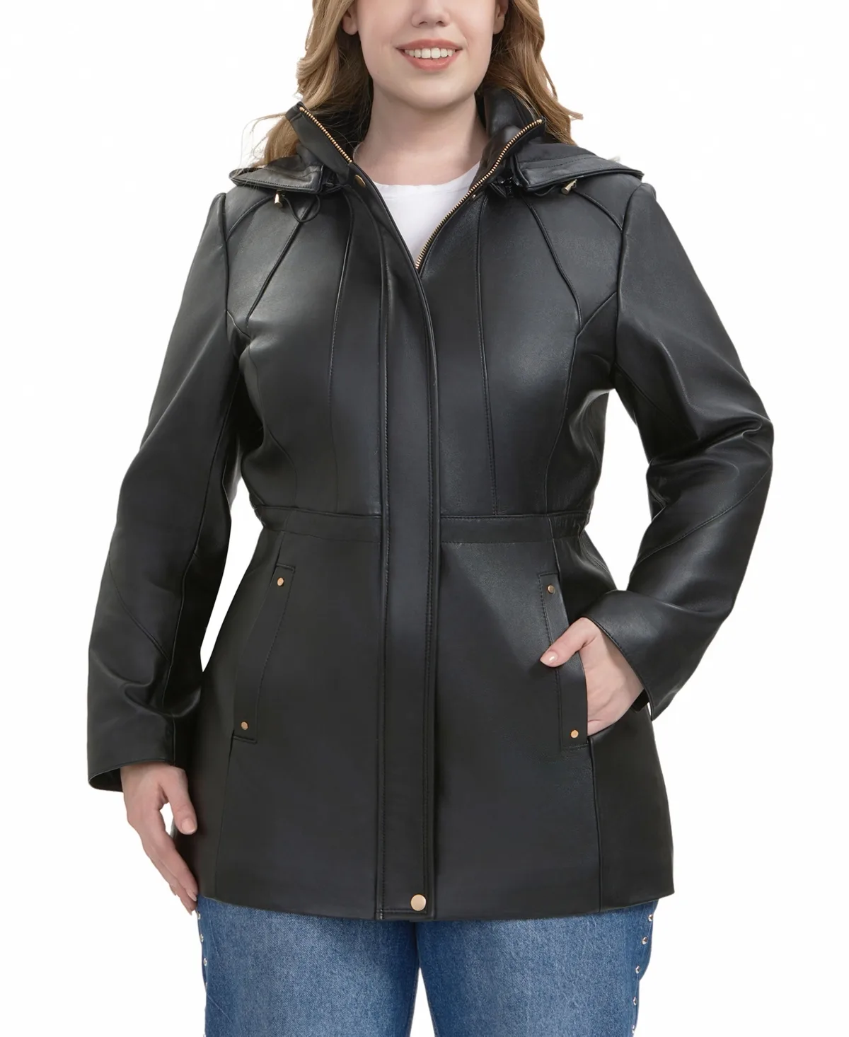 Elena Leather Parka Coat by Bgsd