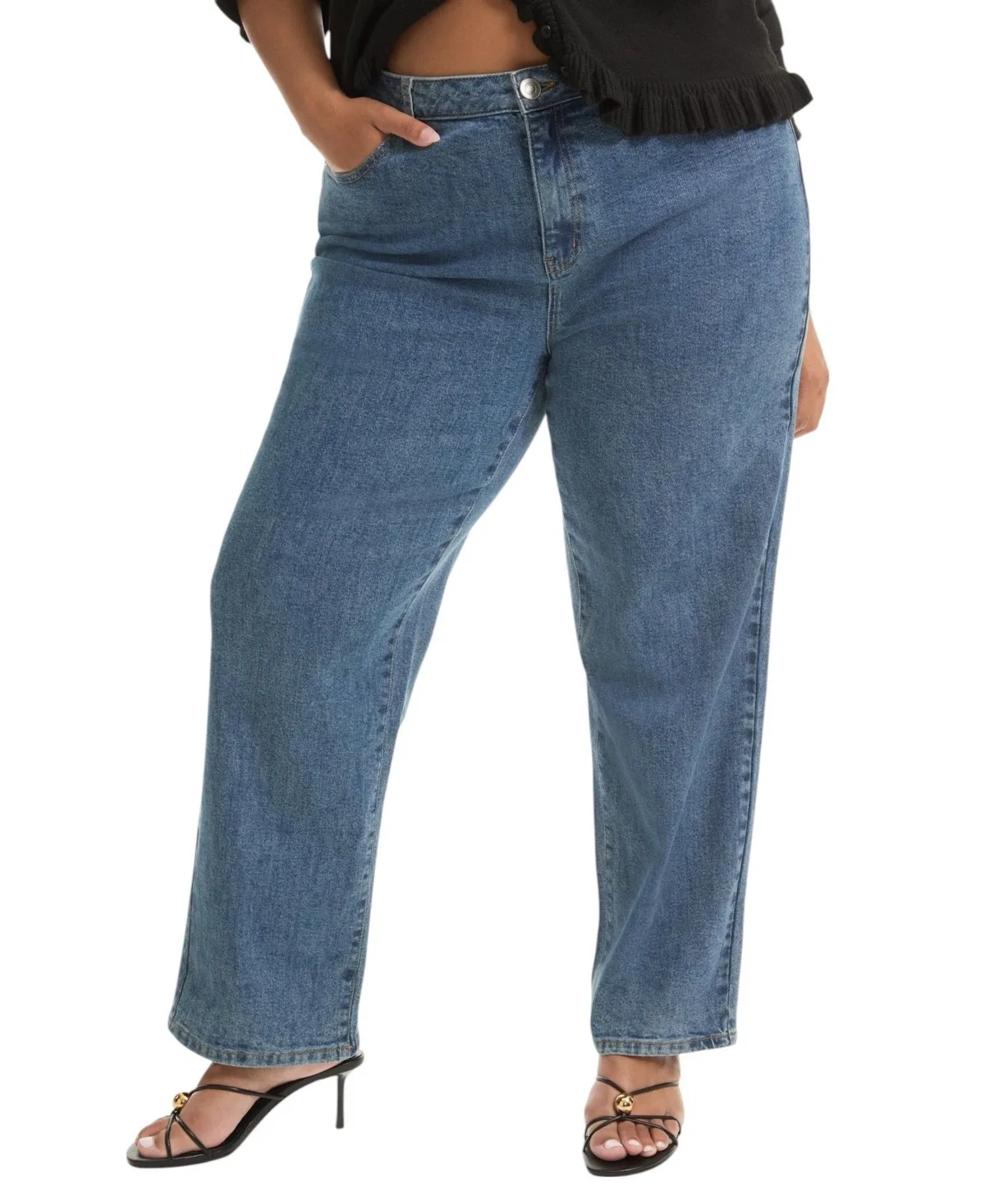 June + Vie Curvie-Fit High-Rise Straight-Leg Stretch Jeans