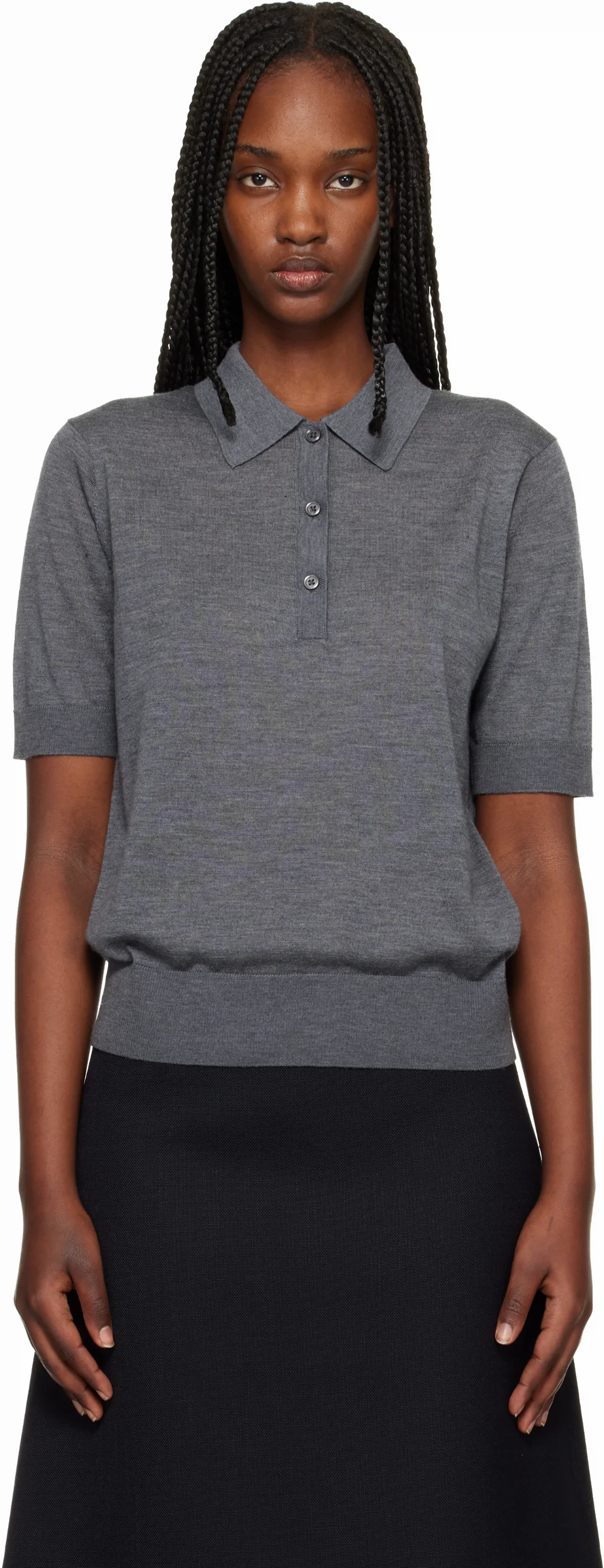 Gray Migo Fluid Cashmere Polo