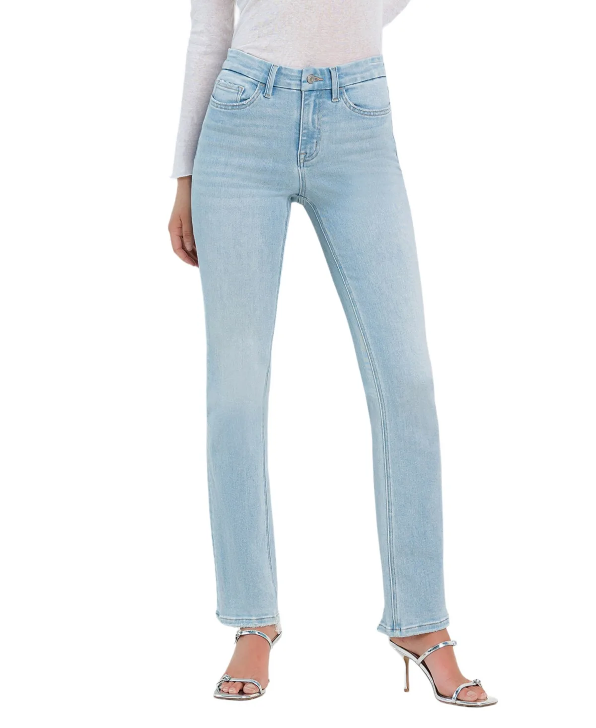 High Rise Distressed Hem Bootcut Jeans by Flying Monkey