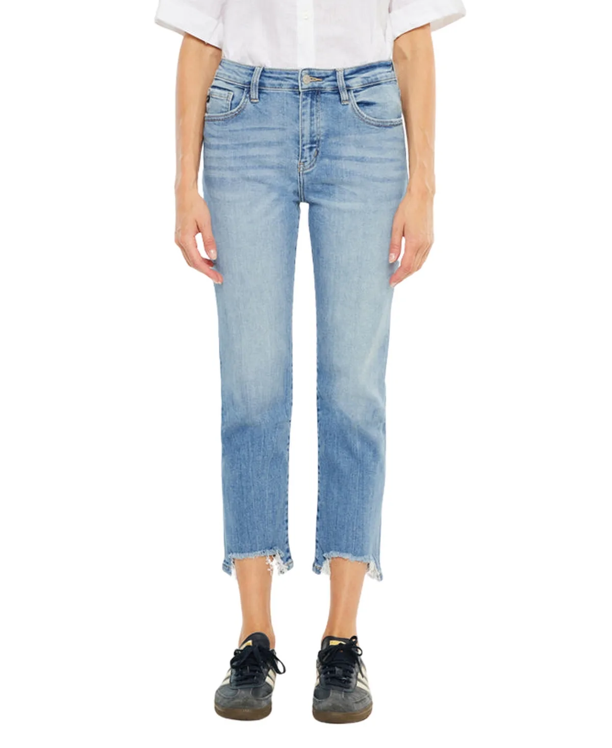 Angela High Rise Slim Crop Straight Jeans by Kancan Essential