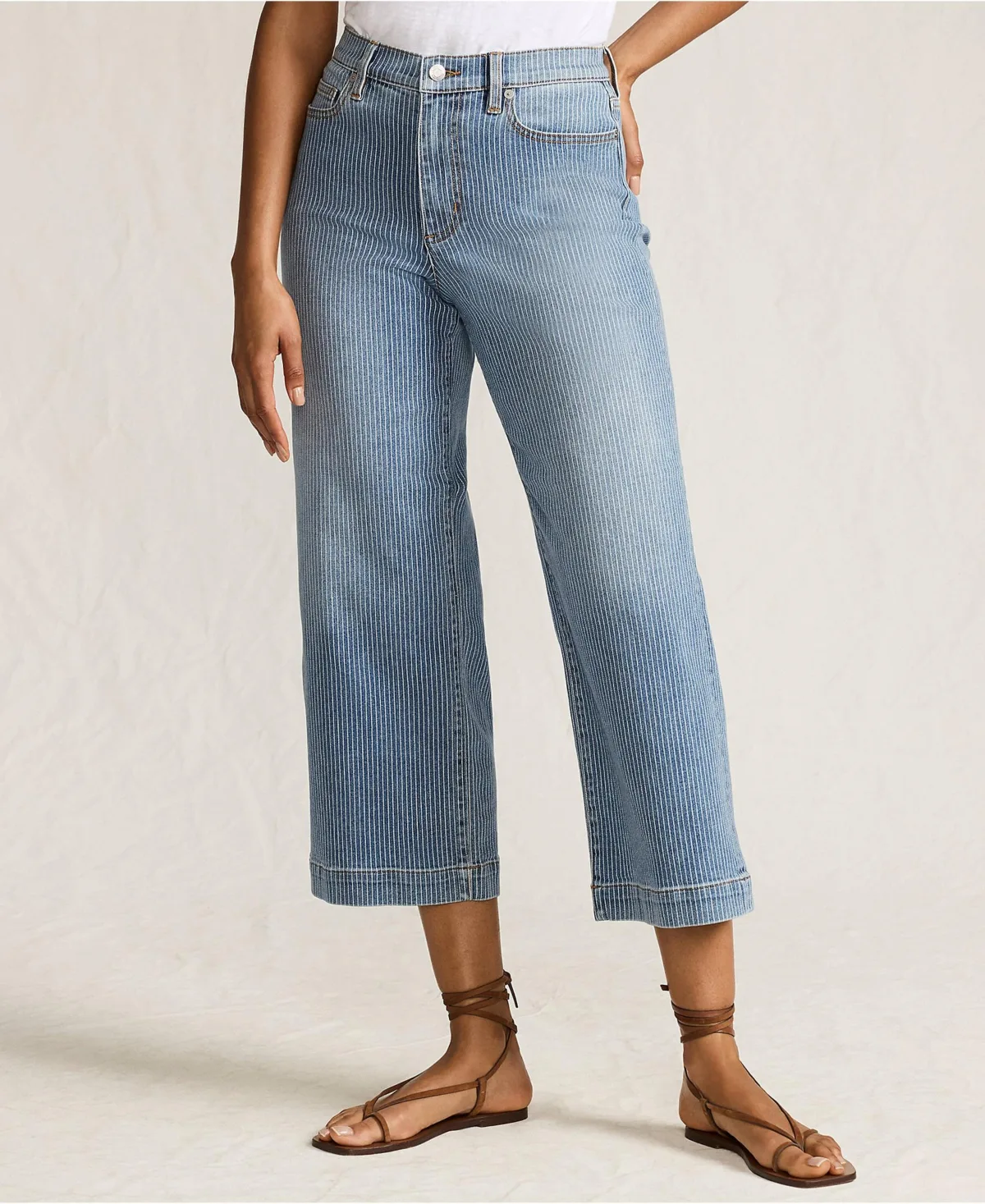Recover Denim High Rise Wide Leg Crop Jeans by Lands' End