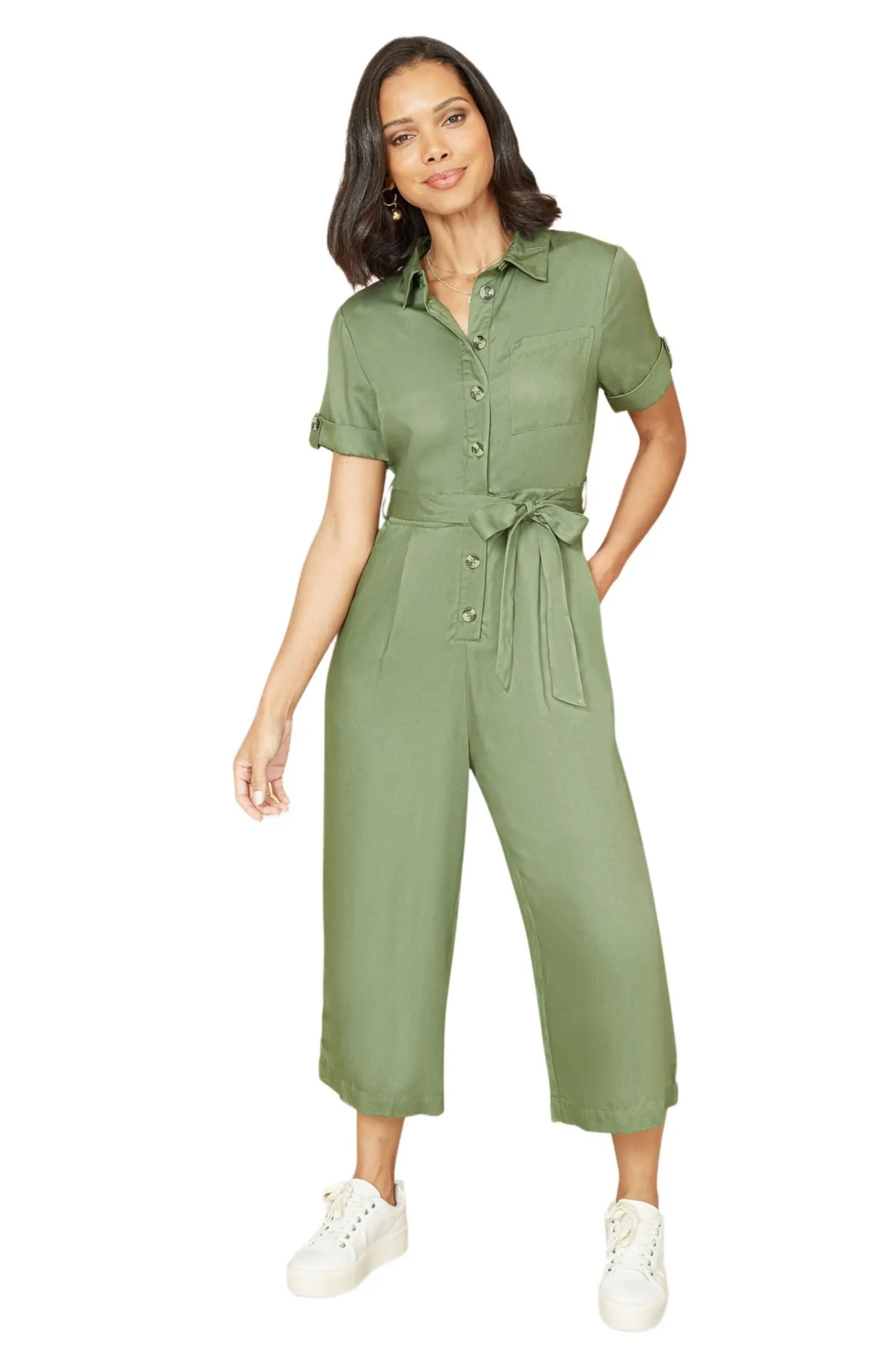 Structured Belted Cropped Jumpsuit by Yumi