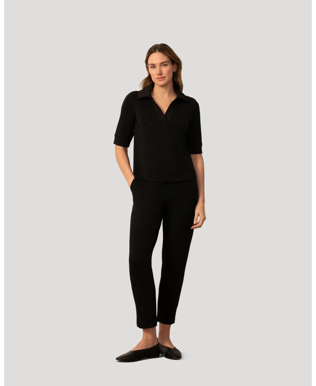 Rib Collar Polo Top and Pant Set by Cable & Gauge