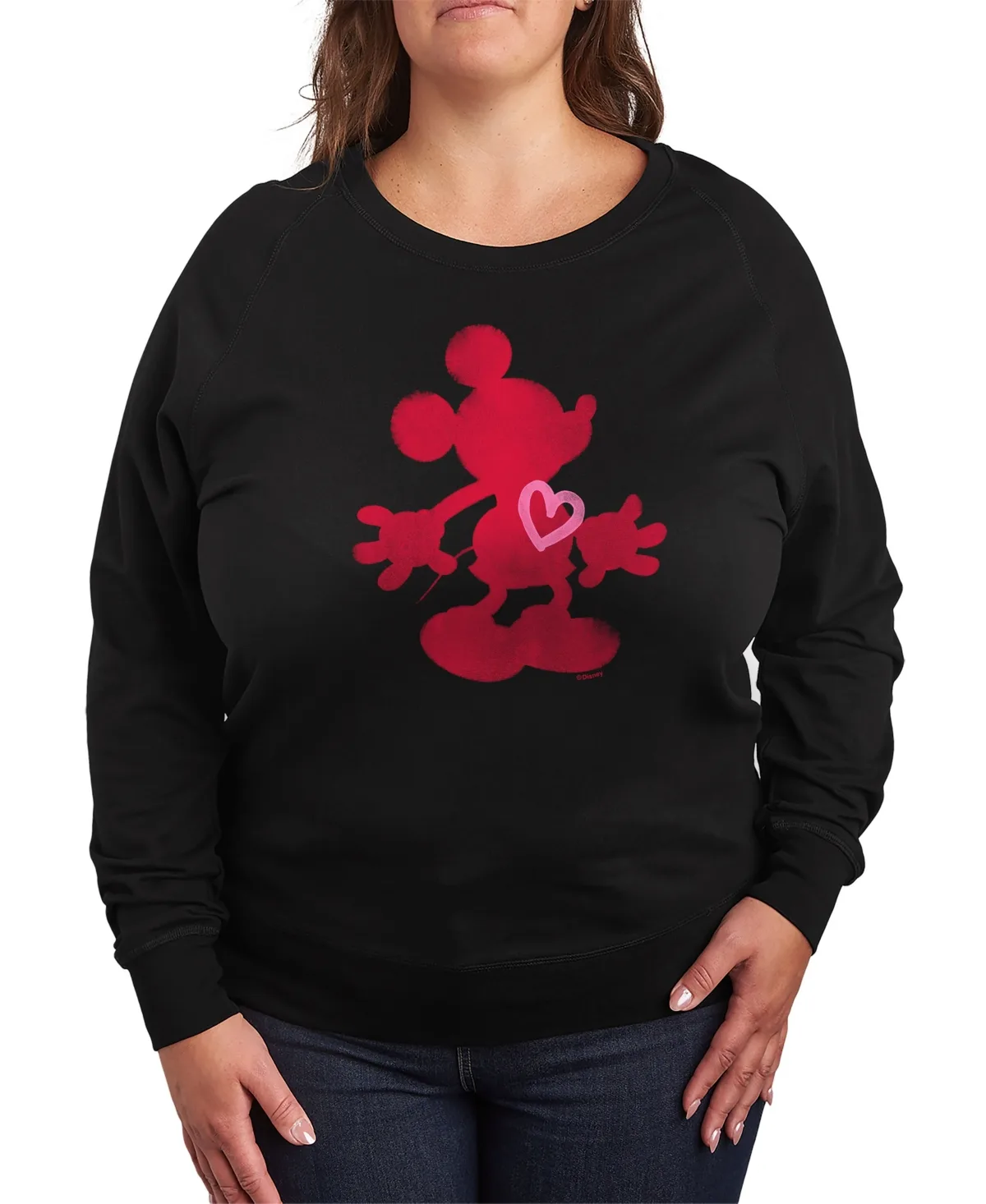 Disney Mickey Valentines Day Heart Graphic Crew Neck Top by Hybrid Apparel
