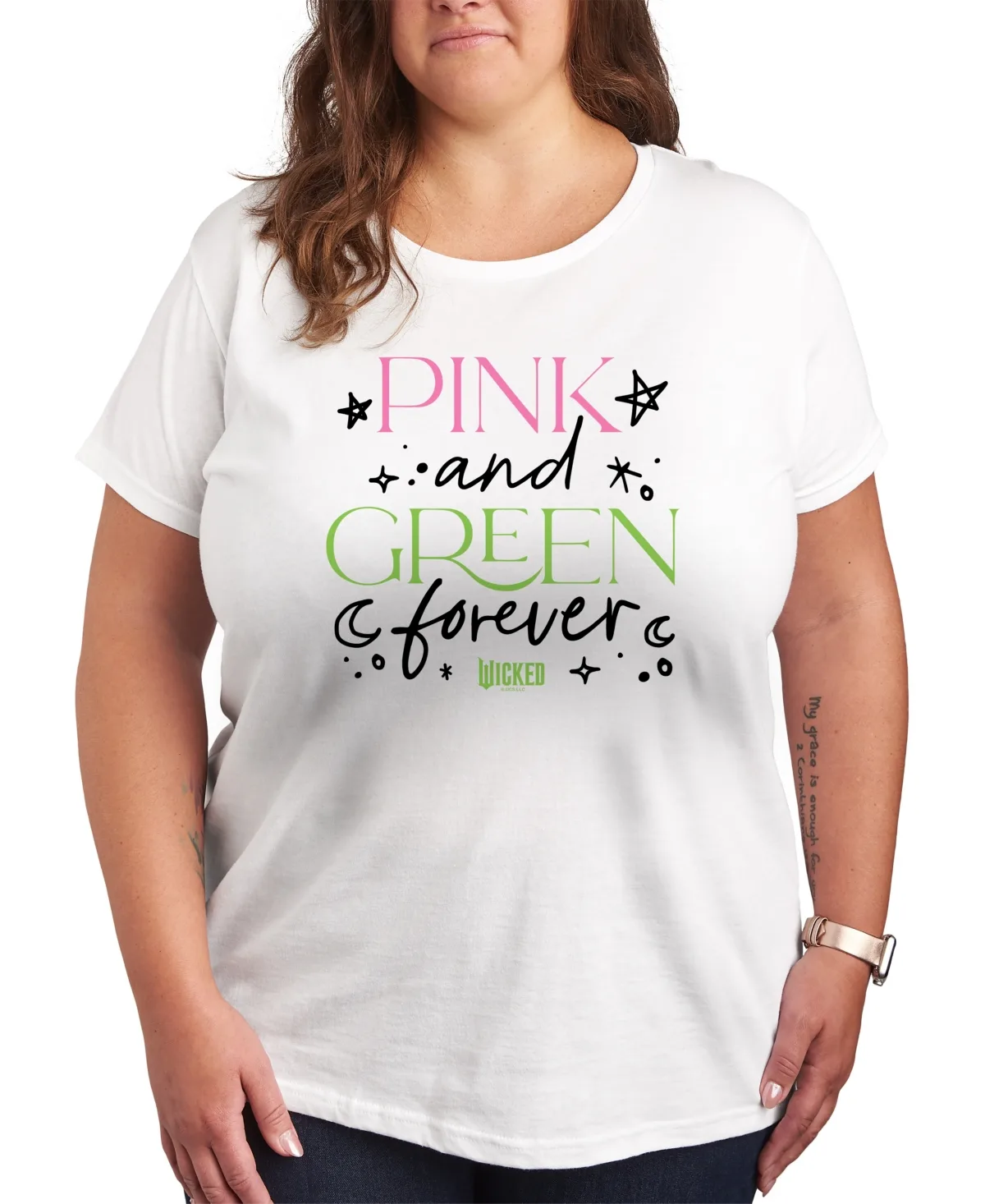 Wicked Pink and Green Graphic Crew Neck T-Shirt by Hybrid Apparel