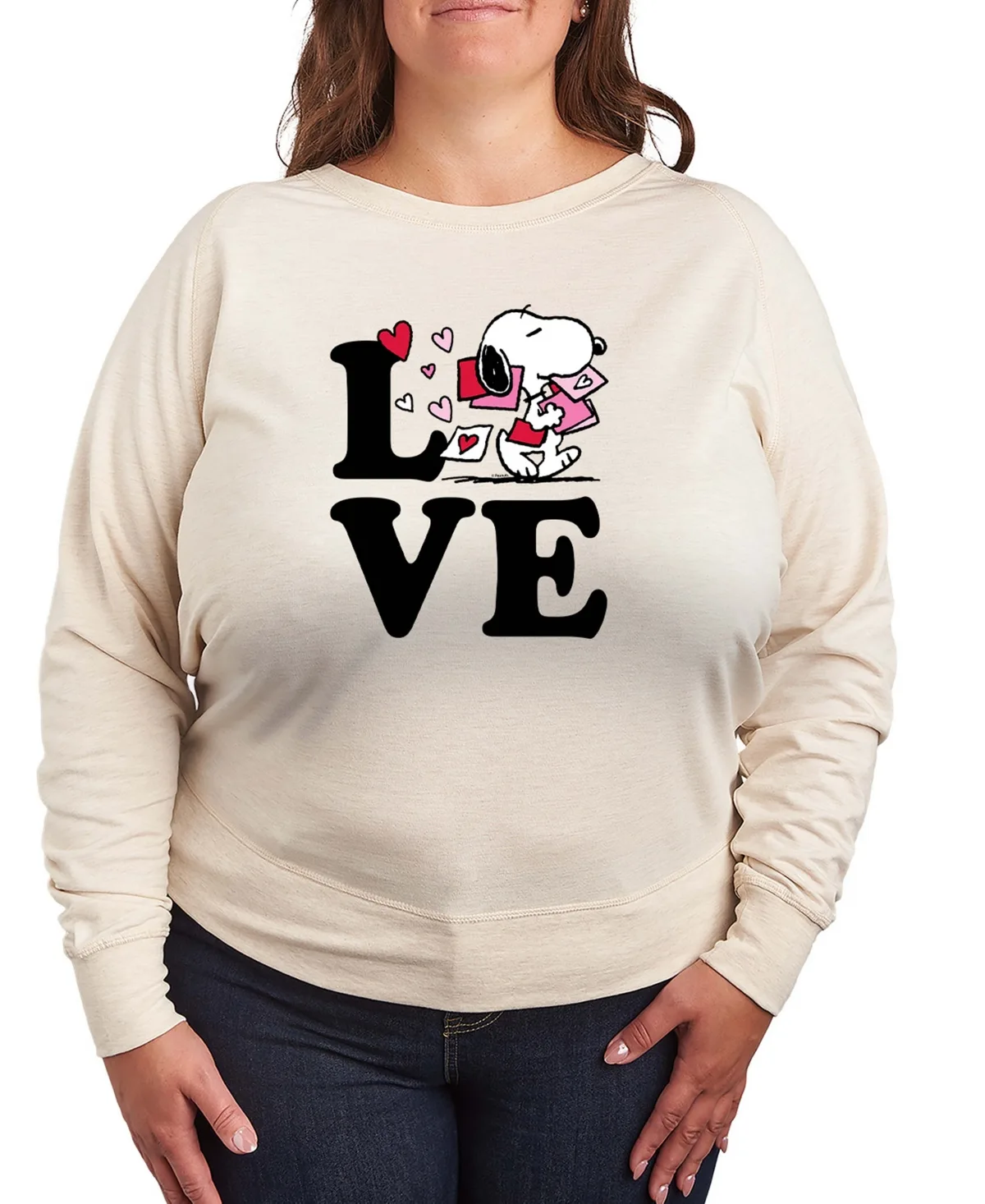 Peanuts Love Snoopy French Terry Long Sleeve T-Shirt by Hybrid Apparel