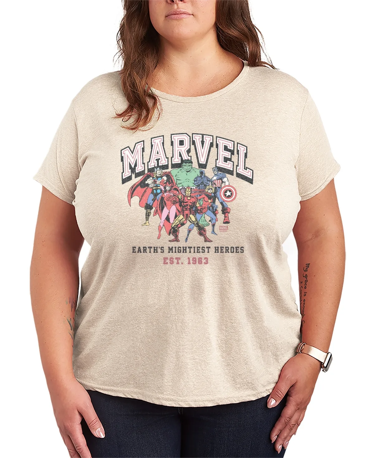 Marvel Earth's Mightiest Heroes Short-Sleeve Graphic T-Shirt by Hybrid Apparel
