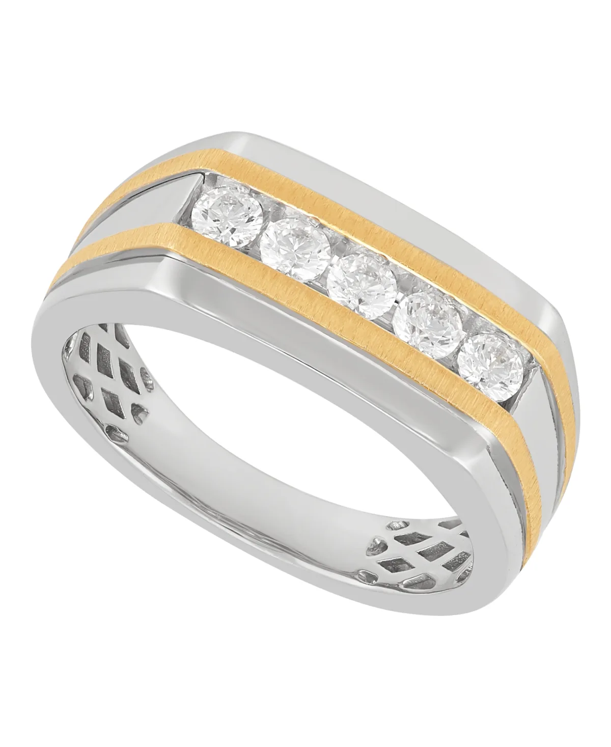 Lab Grown Diamond Channel Band (1/2 ct. t.w.) in 14k Yellow Gold Plated Sterling Silver with Rhodium by Grown With Love