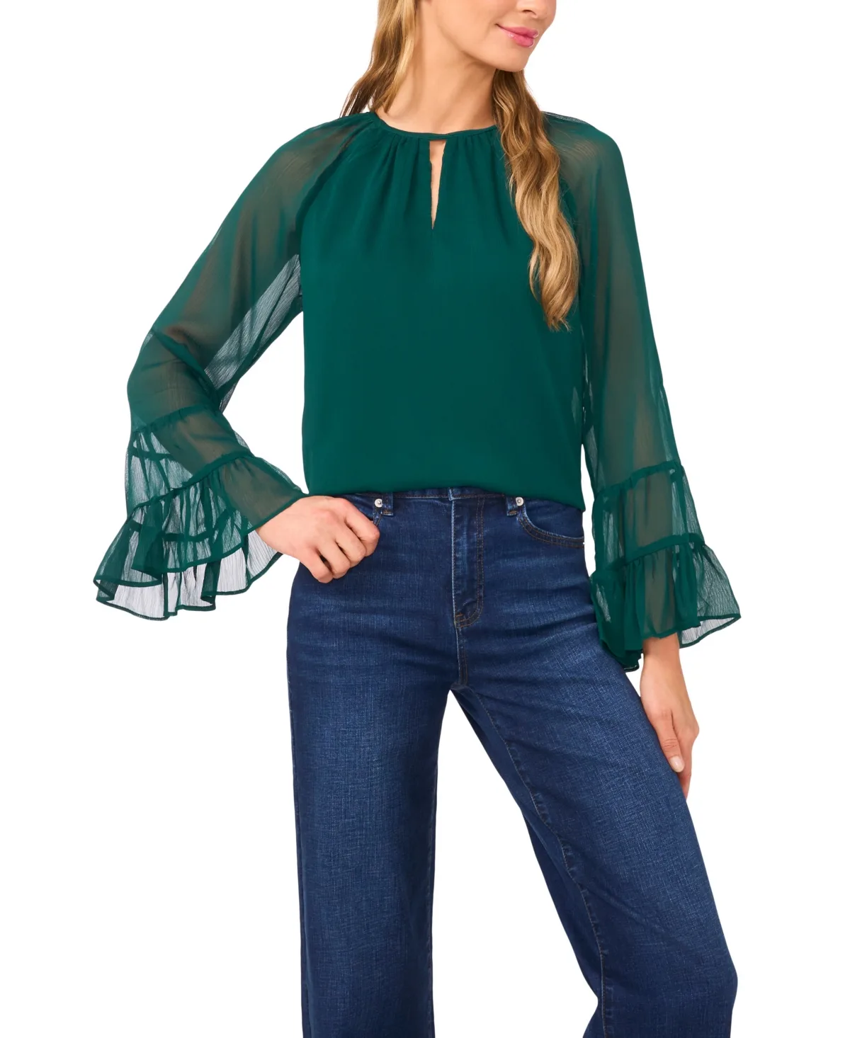 Tiered Flowy Long Sleeve Top by Cece