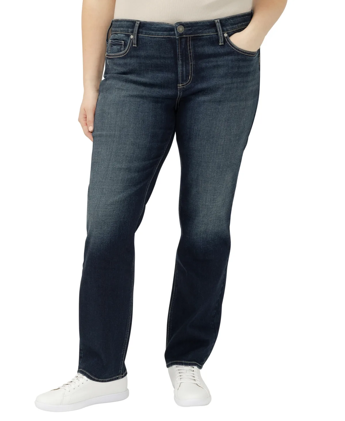 Elyse Mid Rise Comfort Fit Straight Jeans