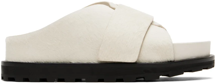 White Slip On Slides