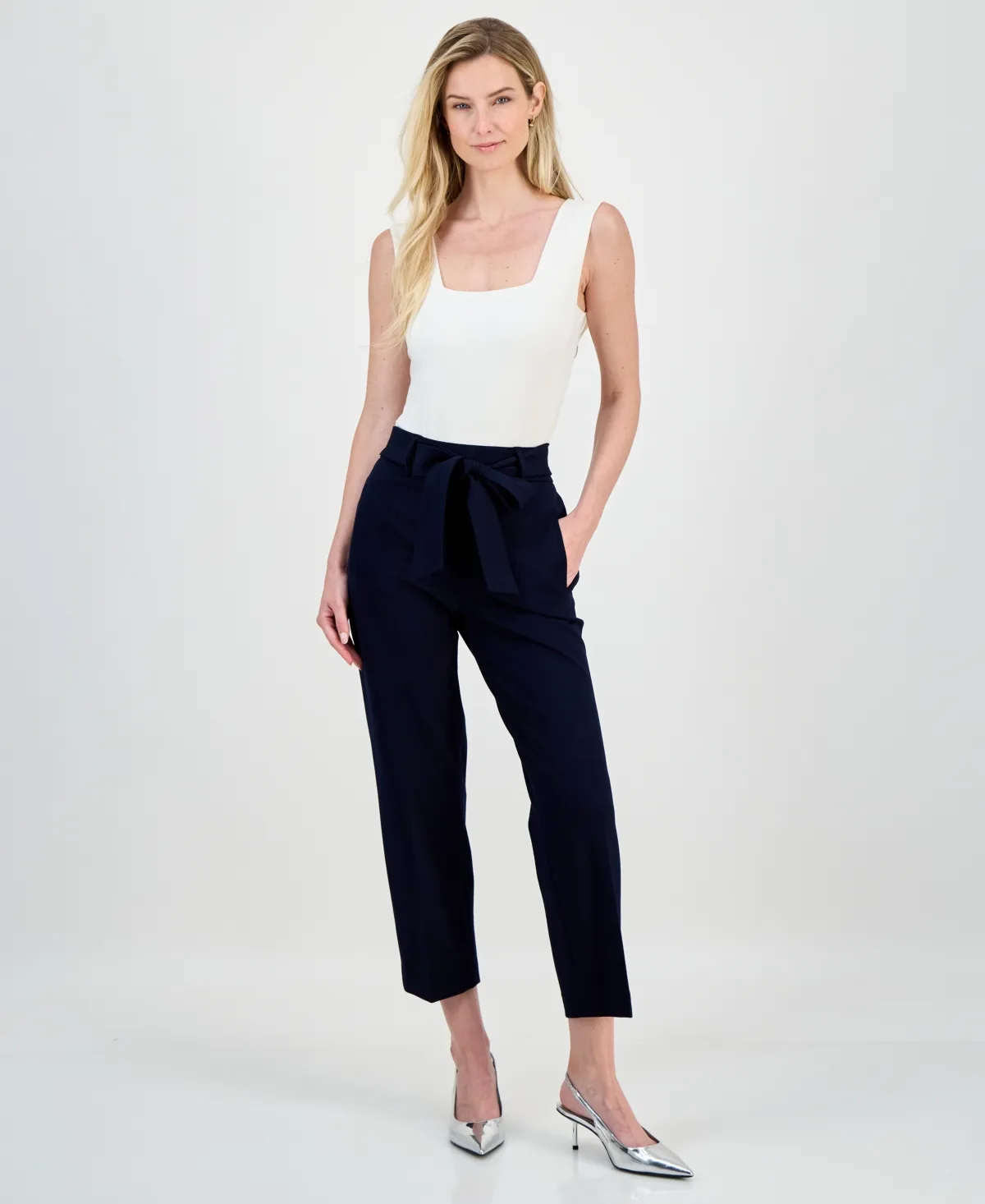 Compression Tie Front Capris Pants by Bar Iii