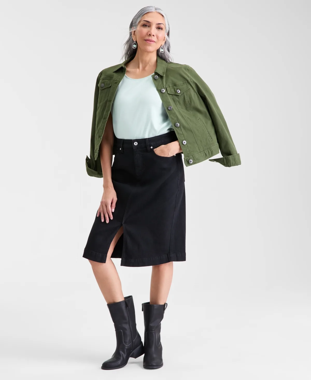 Denim Slit Midi Skirt by Style & Co