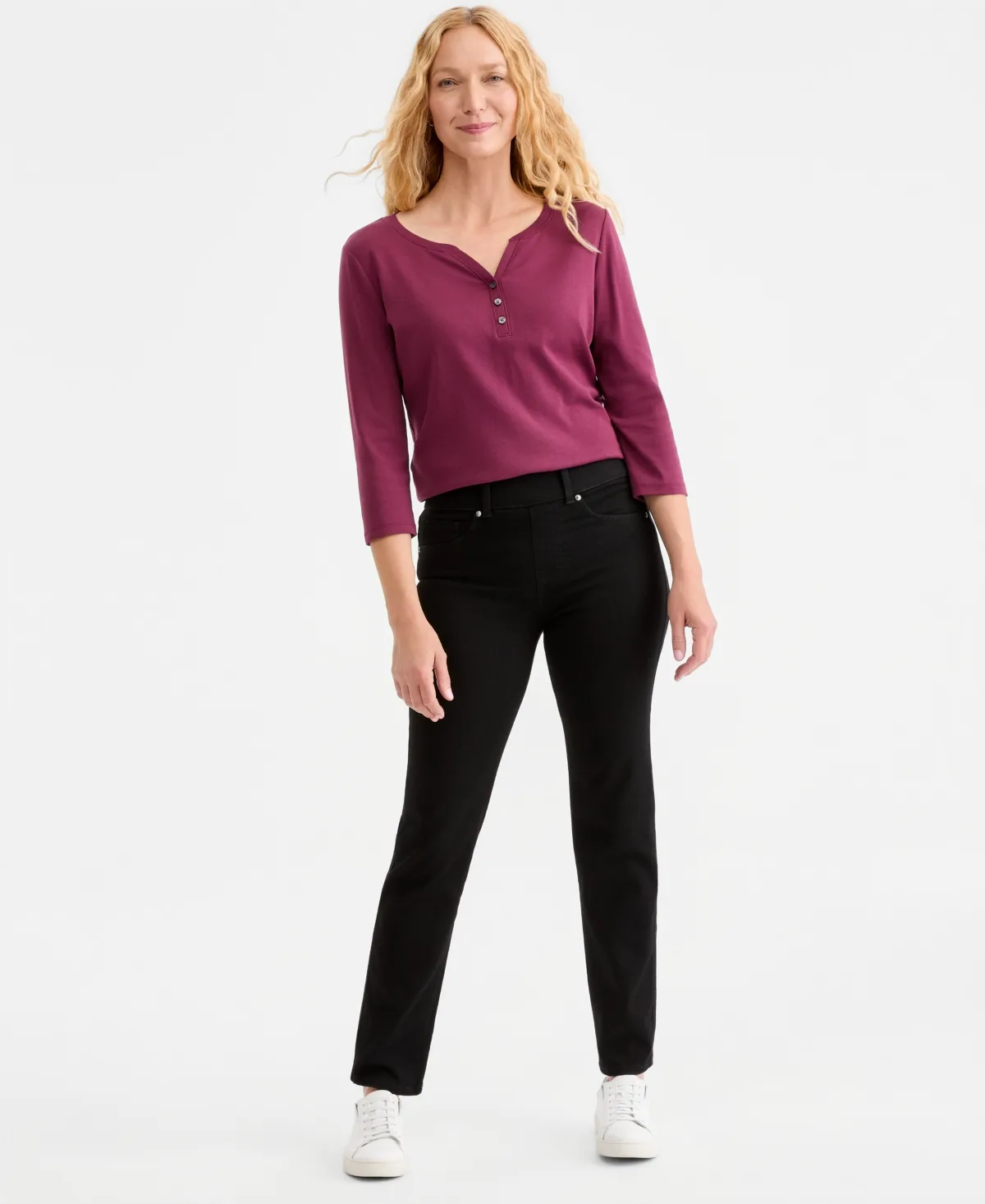 Shaping Pull-On Straight Jeans by Style & Co