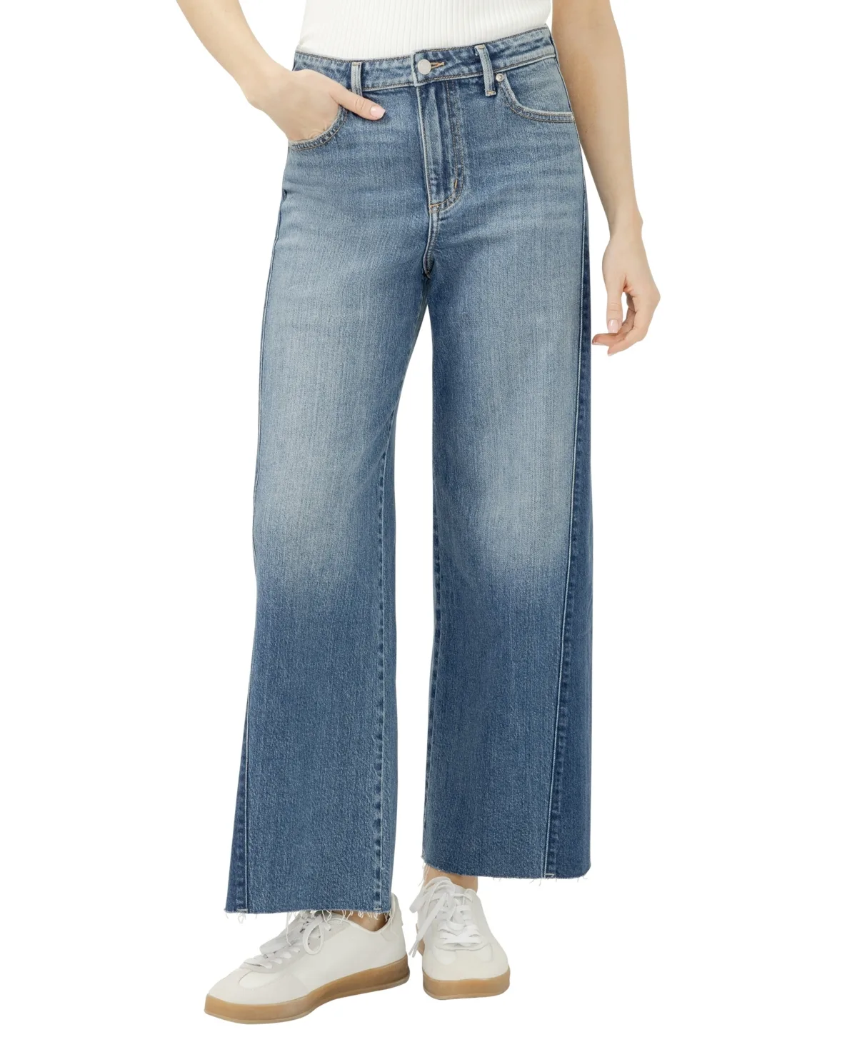 Isbister High Rise Two-Tone Wide Leg Jeans by Silver Jeans Co.