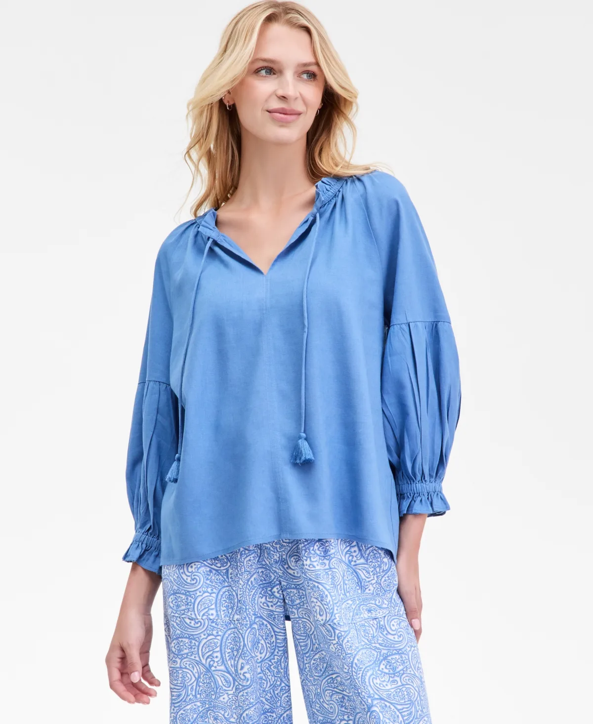 Split-Neck Ruffled-Trim Blouse by Nautica Jeans