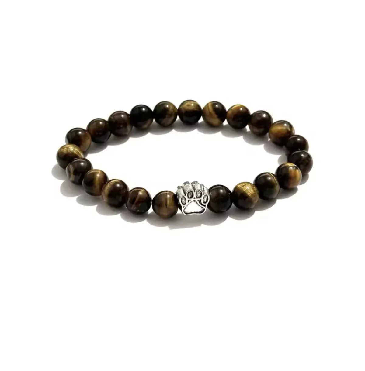PawZee Tiger's Eye Paw Print Charm Bracelet by Dloria