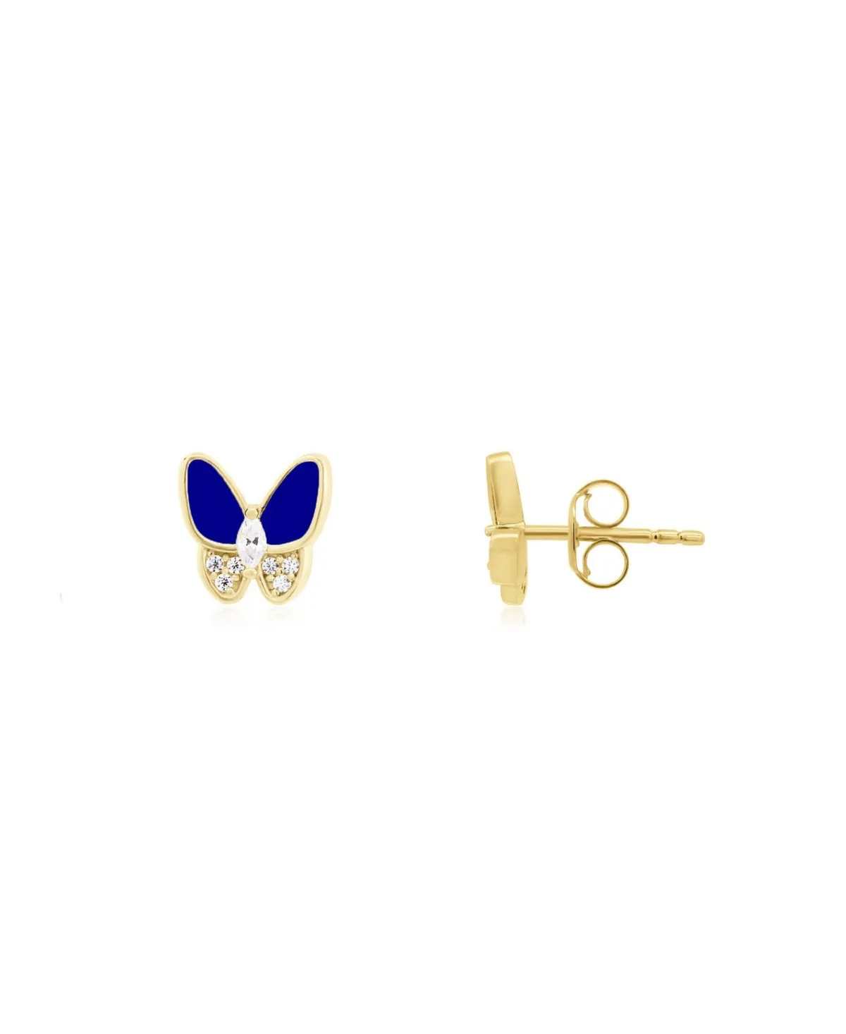 Cz Butterfly Stud Earrings 14K Gold-Plated Sterling Silver by The Lovery