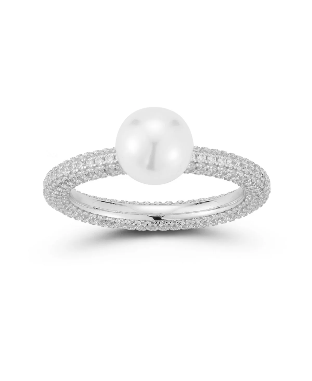 14K Gold Plated Sterling Silver Pearl Pave Band Ring by Rachel Zoe