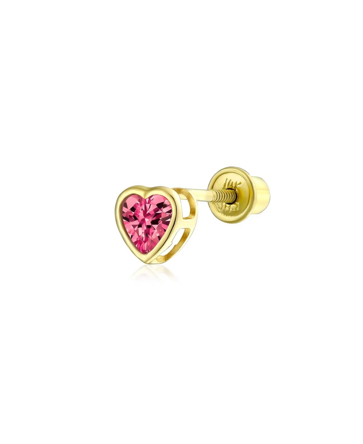 Tiny Cubic Zirconia Cartilage Ear Lobe Piercing Yellow 14K Gold Cz Halo Heart Stud Earring 1 Piece Helix Daith Screw Back 4MM by Bling Jewelry