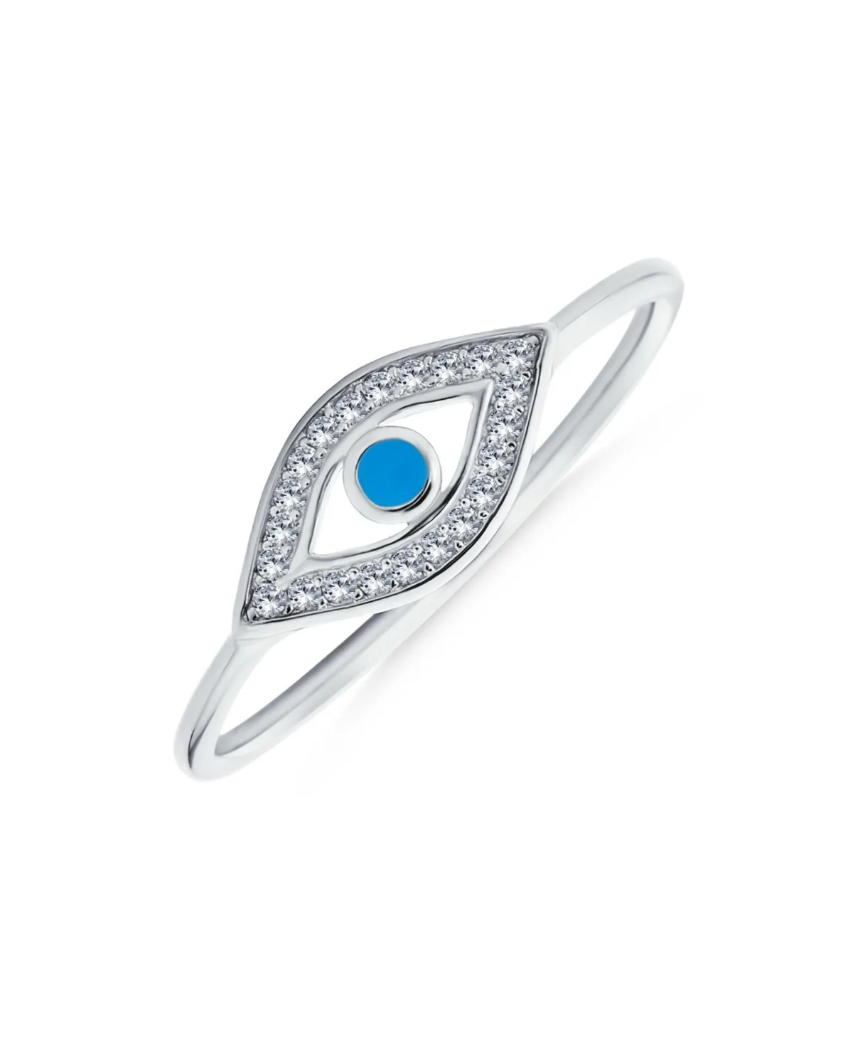 Minimalist Midi Knuckle 1MM Band Stackable Delicate Cz Halo Evil Eye Ring Sterling Silver