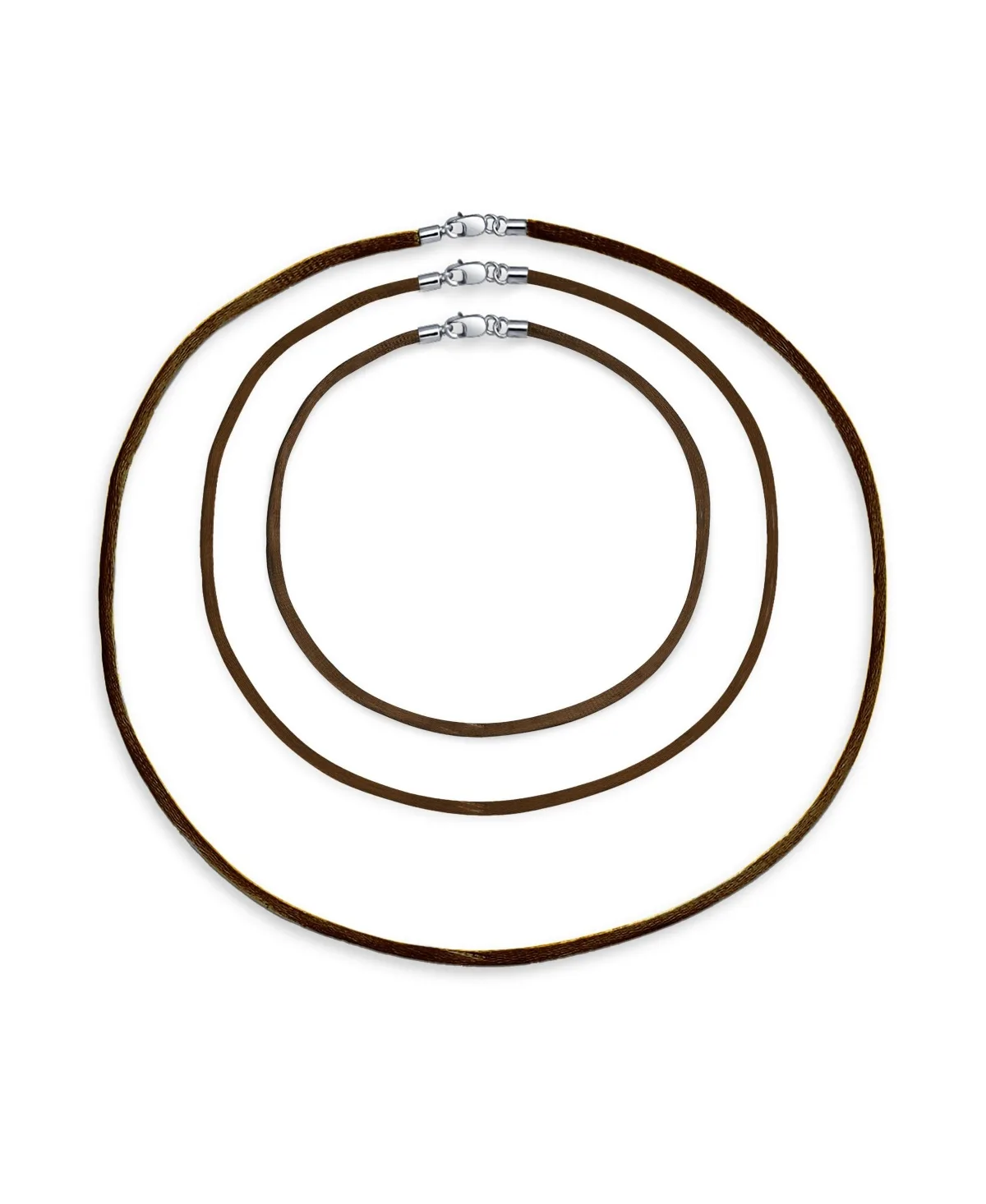 Set of 3 Satin Silk Cord Necklaces with Sterling Silver Clasp by Bling Jewelry