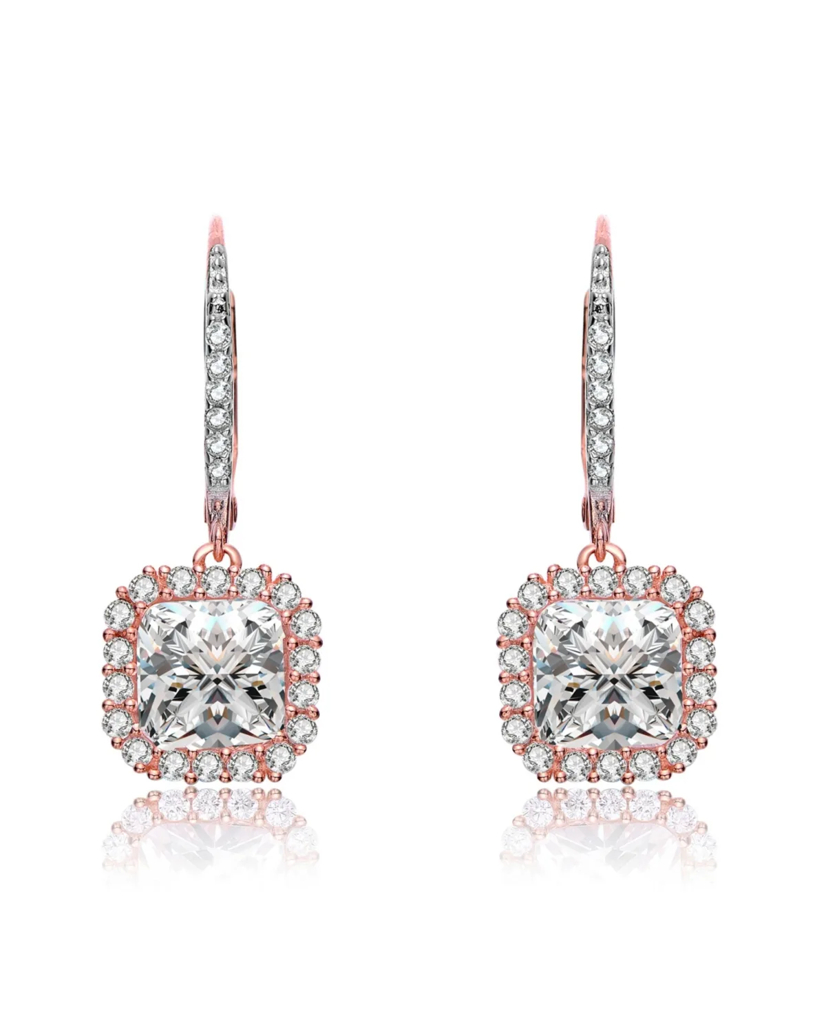 Gv Sterling Silver Plated Cubic Zirconia Square Drop Earrings by Genevive