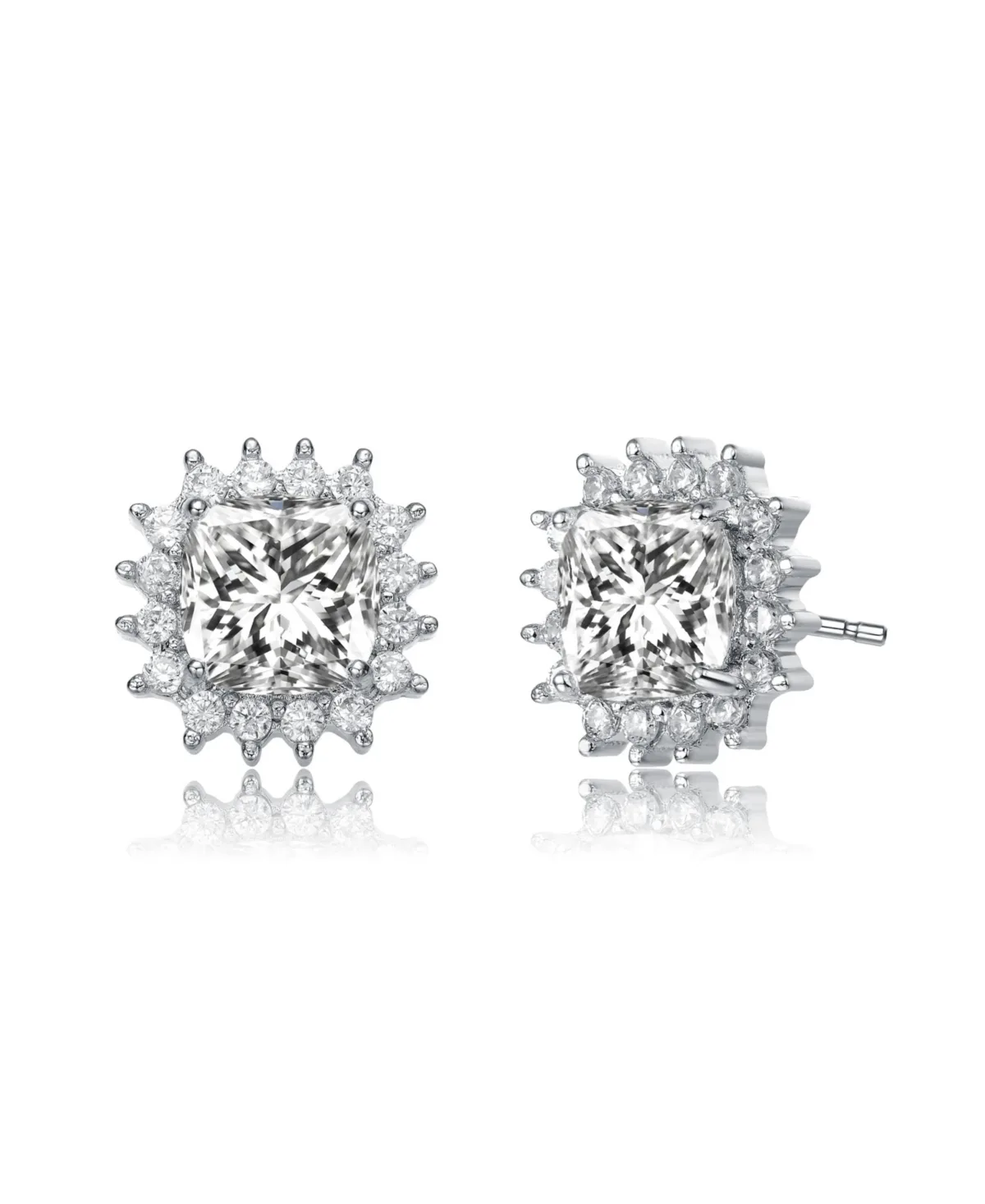 Classy 10MM Halo Square Stud Earrings by Rachel Glauber