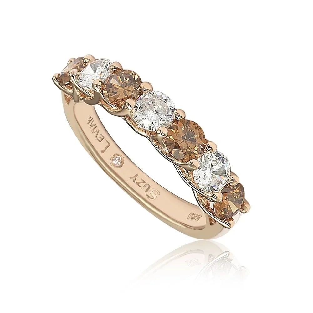 Suzy Levian Sterling Silver White Cubic Zirconia Half Eternity Band