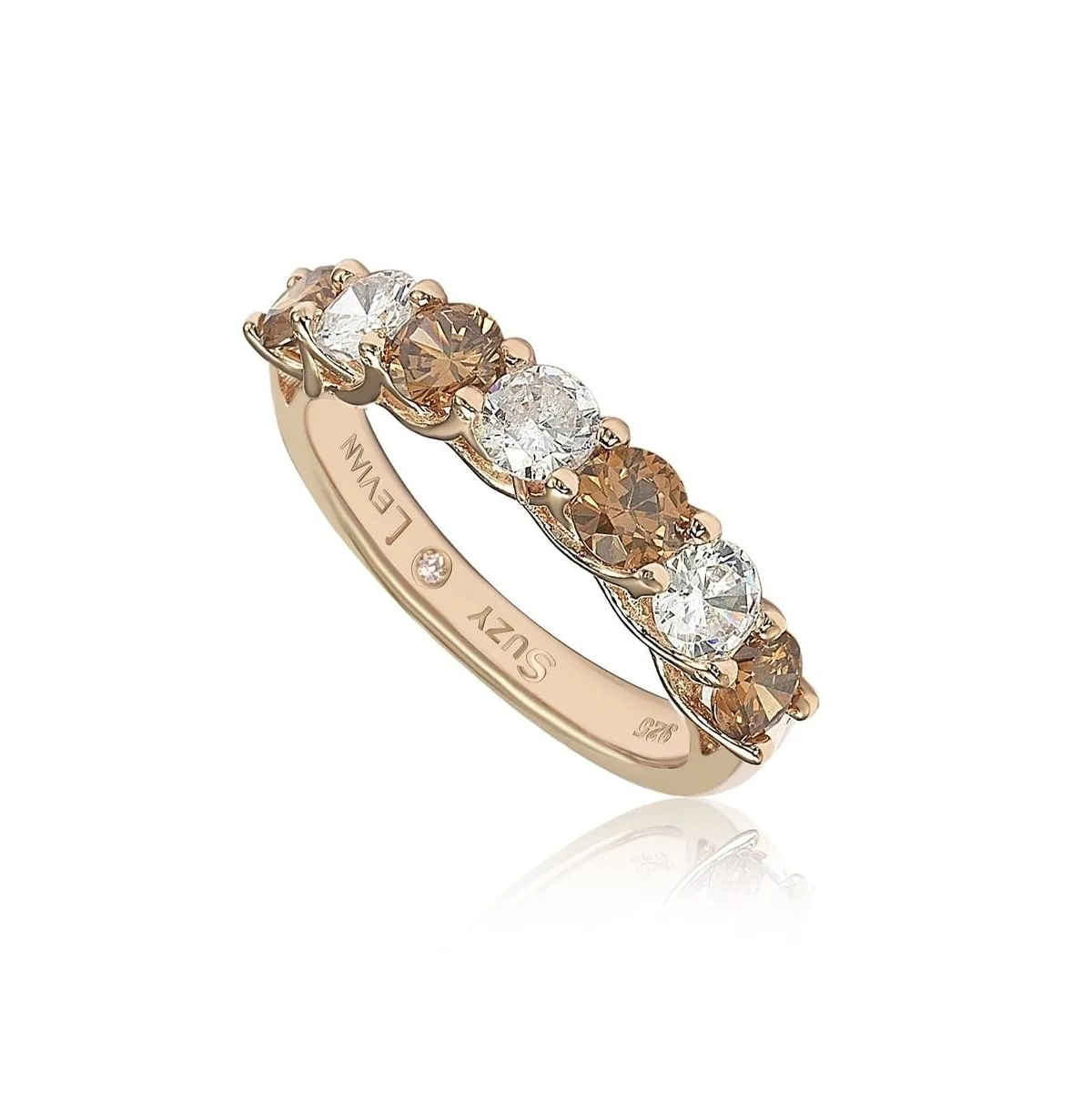 Suzy Levian Sterling Silver White Cubic Zirconia Half Eternity Band by Suzy Levian New York