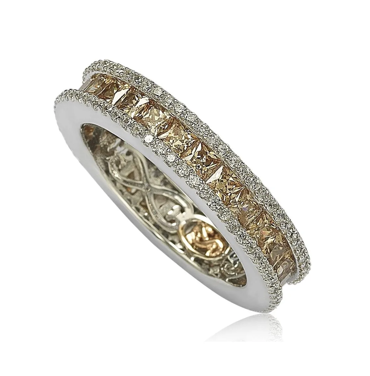 Suzy Levian Sterling Silver Princess Cut Cubic Zirconia Eternity Band Ring by Suzy Levian New York