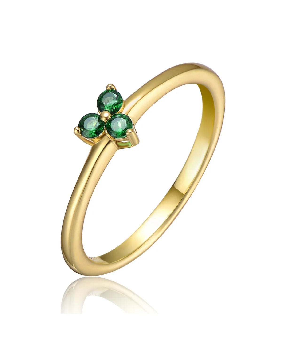 14k Gold Plated with Triple Green or Pink Cubic Zirconia Ring by Gigigirl