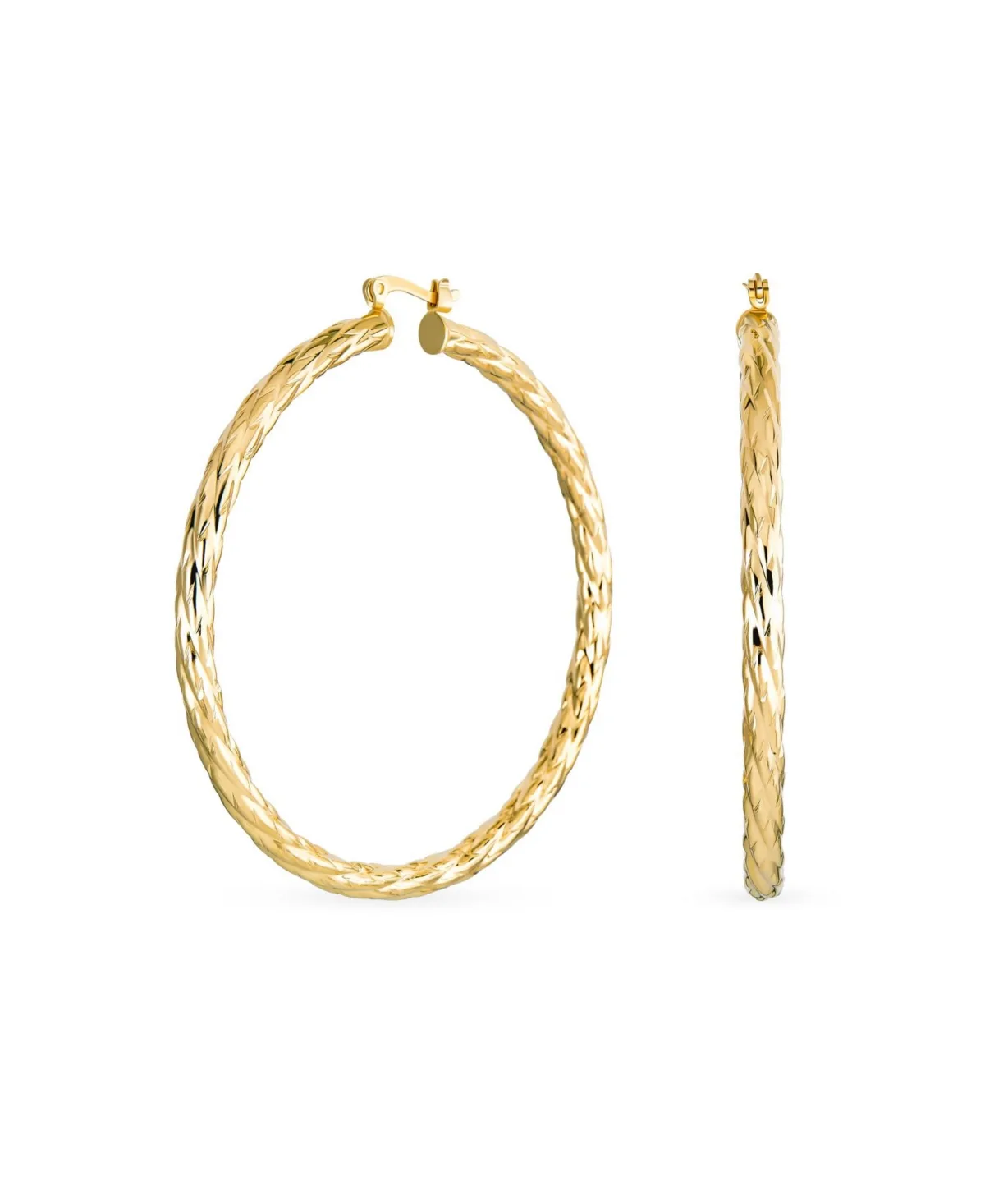 Twisted Rope Cable Hoop Earrings in 18K Gold Plated Brass