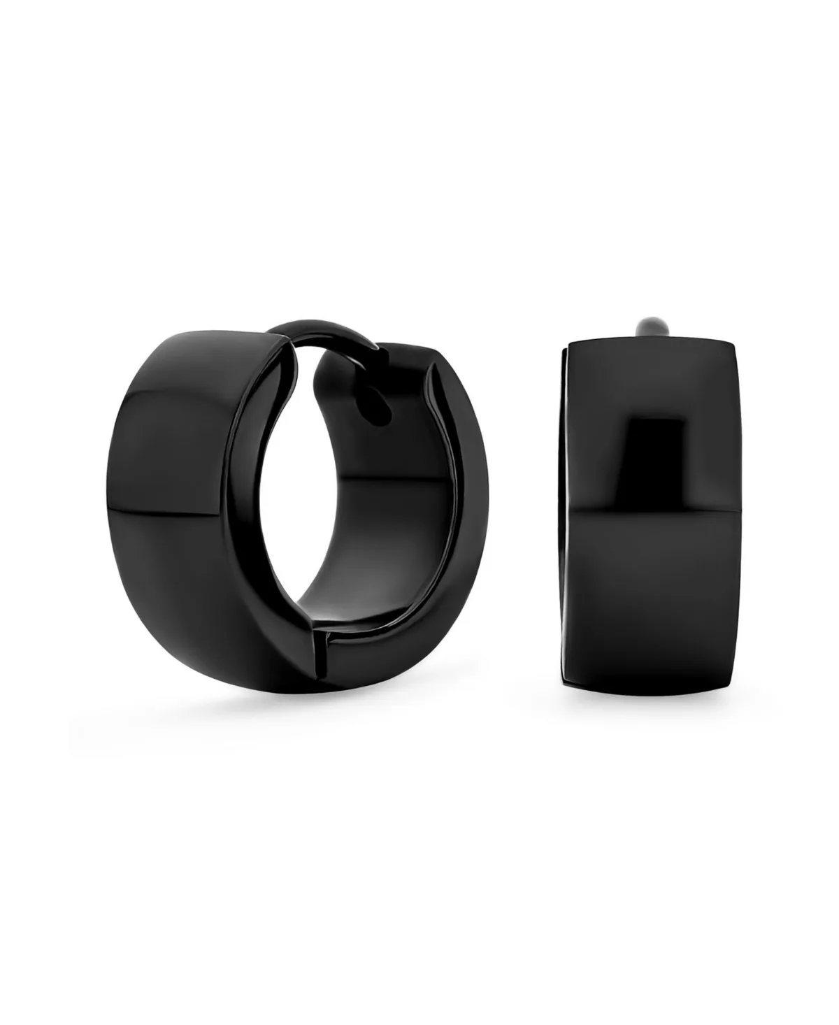 Simple Basic Polished Round Huggie Hoop Kpop Earrings Stainless Steel by Bling Jewelry