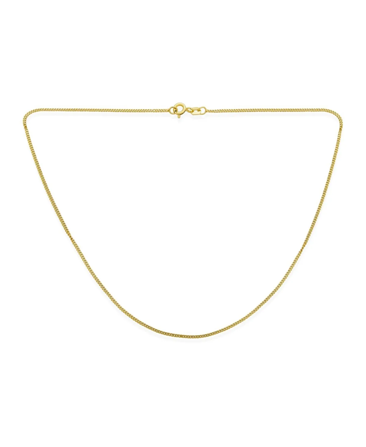 Thin 2MM Strong Simple Miami Cuban Curb Chain Necklace Yellow Gold Plated.925 Sterling Silver by Bling Jewelry