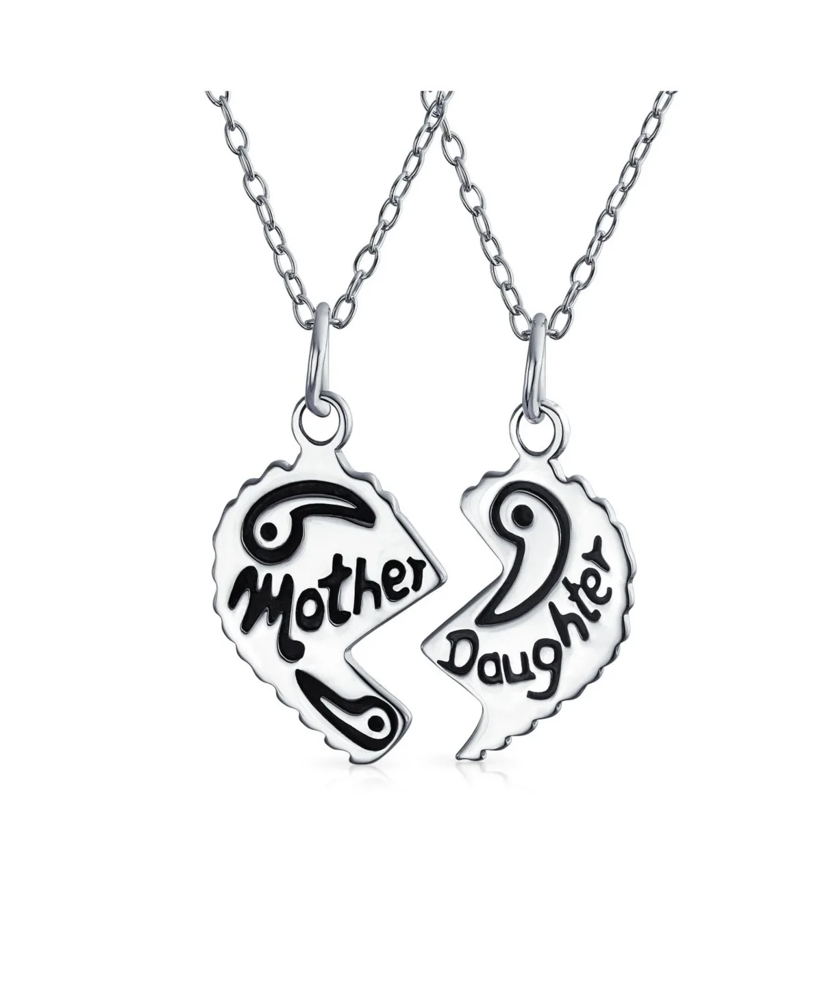 Best Friends Bff Split Heart Puzzle Mother Daughter Pendant Necklace Silver by Bling Jewelry